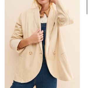 Off white corduroy oversized blazer